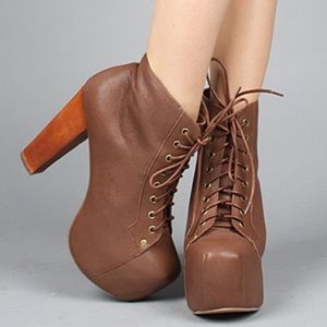 JEFFREY CAMPBELL LITA Lace-Up Leather Boots